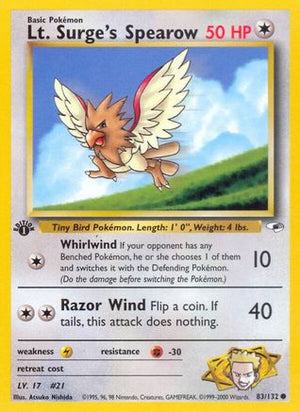 Lt. Surge's Spearow 83/132  - 1st Edition Gym Heroes - Common