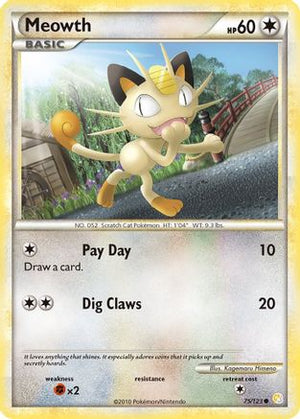 Meowth 075/123  - Reverse Holofoil HeartGold SoulSilver - Common