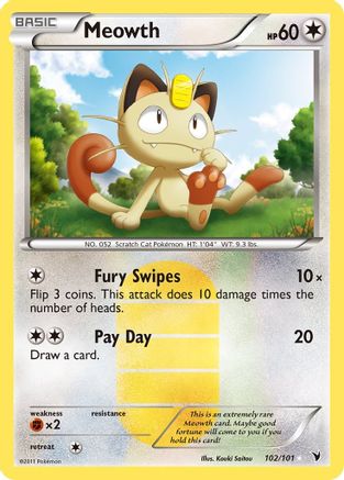 Meowth 102  - Holofoil Noble Victories - Secret Rare