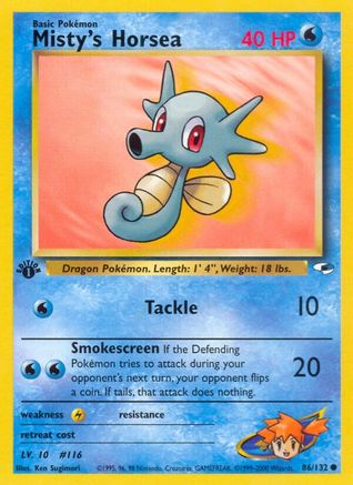 Misty's Horsea 086/132  - 1st Edition Gym Heroes - Common