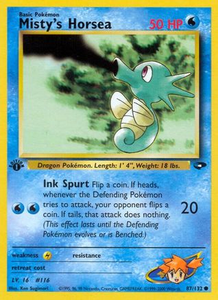 Misty's Horsea 87/132  - 1st Edition Gym Challenge - Common