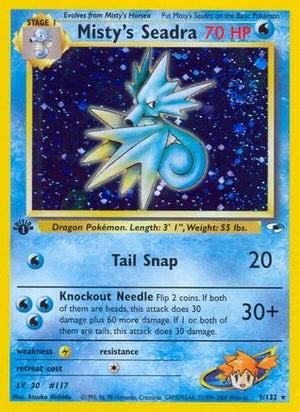 Misty's Seadra 9/132  - 1st Edition Holofoil Gym Heroes - Holo Rare