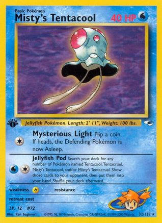 Misty's Tentacool 32/132  - 1st Edition Gym Heroes - Rare