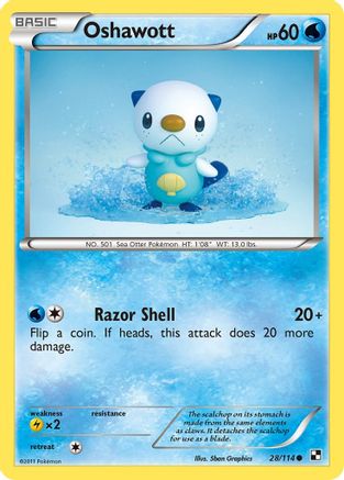 Oshawott (28) (28) 028/114  - Reverse Holofoil Black and White - Common