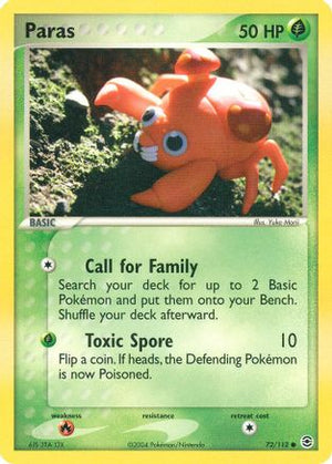 Paras 072/112  - Reverse Holofoil FireRed & LeafGreen - Common