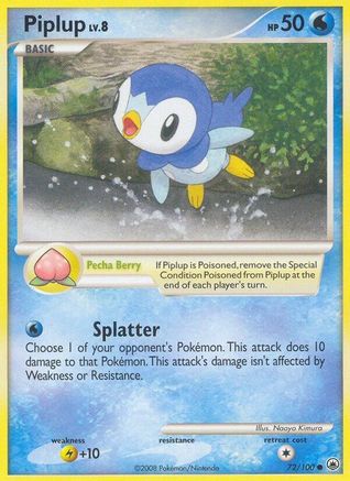 Piplup (72) (72) 072/100  - Reverse Holofoil Majestic Dawn - Common