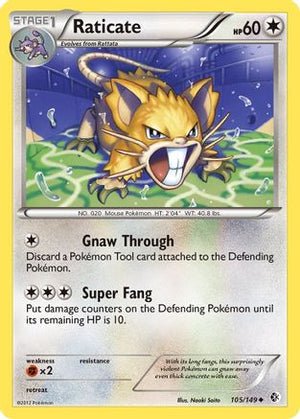 Raticate 105  - Reverse Holofoil Boundaries Crossed - Uncommon