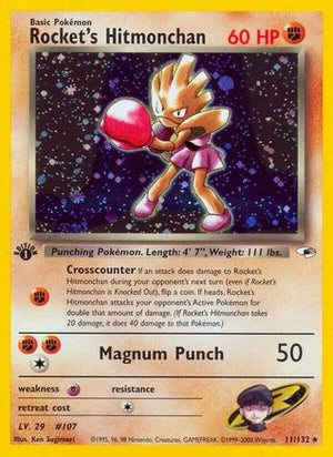 Rocket's Hitmonchan 11/132  - 1st Edition Holofoil Gym Heroes - Holo Rare