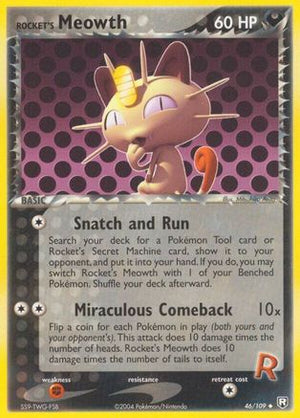Rocket's Meowth 046/109  - Reverse Holofoil Team Rocket Returns - Uncommon