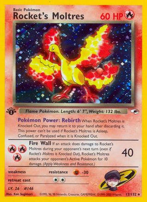 Rocket's Moltres 12/132  - 1st Edition Holofoil Gym Heroes - Holo Rare