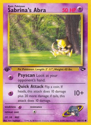 Sabrina's Abra 94/132  - 1st Edition Gym Challenge - Common