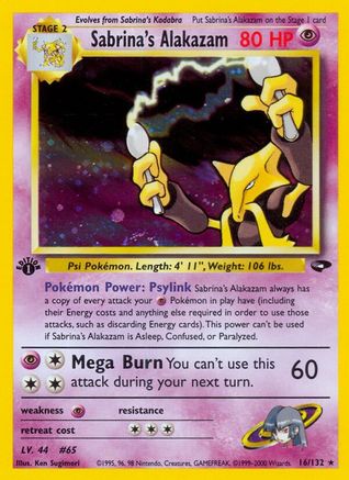 Sabrina's Alakazam 16/132  - 1st Edition Holofoil Gym Challenge - Holo Rare