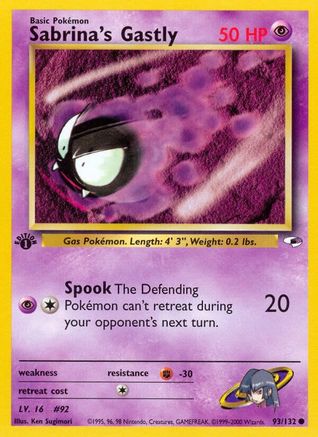 Sabrina's Gastly 93/132  - 1st Edition Gym Heroes - Common