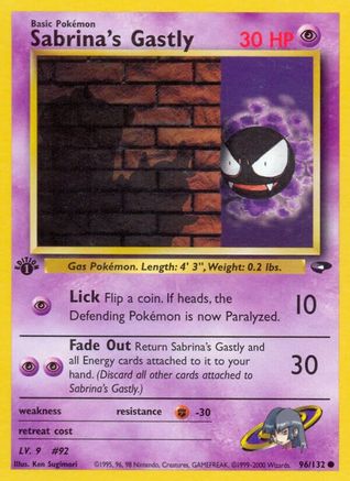 Sabrina's Gastly 96/132  - 1st Edition Gym Challenge - Common