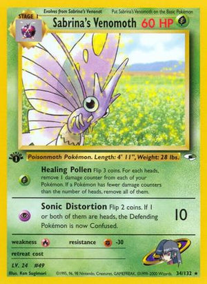 Sabrina's Venomoth 34/132  - 1st Edition Gym Heroes - Rare
