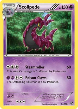 Scolipede 054  - Reverse Holofoil Black and White - Rare