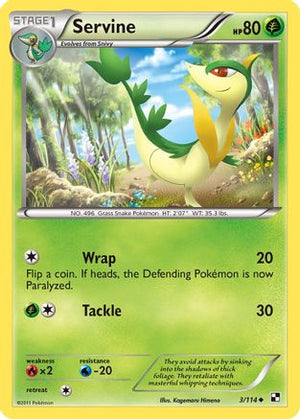 Servine (3) (3) 003/114  - Reverse Holofoil Black and White - Uncommon