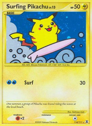 Surfing Pikachu 114  - Holofoil Rising Rivals - Secret Rare