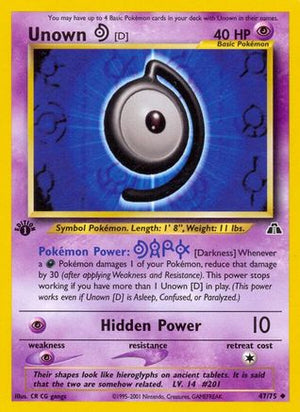 Unown [D] 47/75  - 1st Edition Neo Discovery - Uncommon