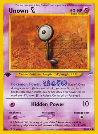 Unown [L] 86/105  - 1st Edition Neo Destiny - Common