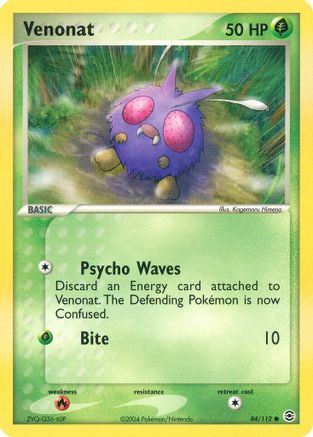 Venonat 084  - Reverse Holofoil FireRed & LeafGreen - Common