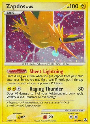 Zapdos 014  - Reverse Holofoil Majestic Dawn - Holo Rare