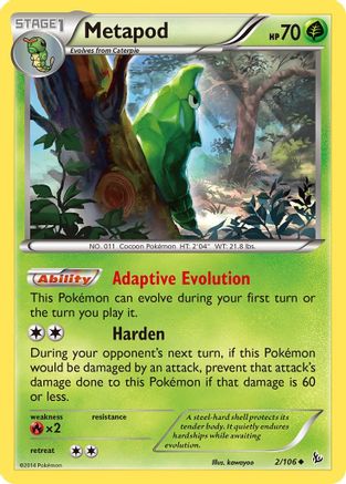 Metapod 002/106  - Reverse Holofoil XY  Flashfire - Uncommon