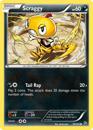 Scraggy 058/106  - Reverse Holofoil XY  Flashfire - Common