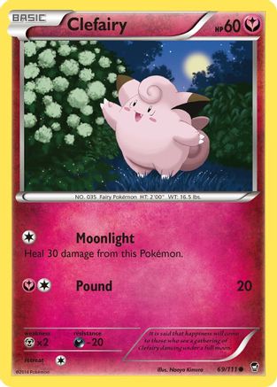 Clefairy (69) (69) 069/111  - Reverse Holofoil XY  Furious Fists - Common