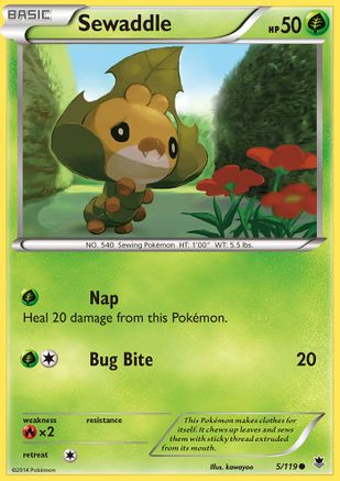 Sewaddle 005  - Reverse Holofoil XY  Phantom Forces - Common