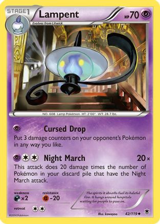 Lampent 042/119  - Reverse Holofoil XY  Phantom Forces - Uncommon