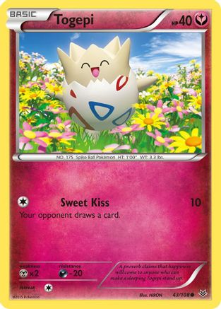 Togepi 043/108  - Reverse Holofoil XY  Roaring Skies - Common