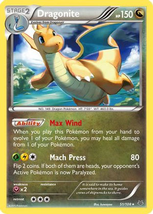 Dragonite 051/108  - Reverse Holofoil XY  Roaring Skies - Rare