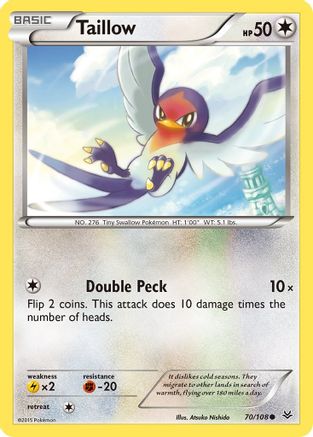 Taillow 070/108  - Reverse Holofoil XY  Roaring Skies - Common