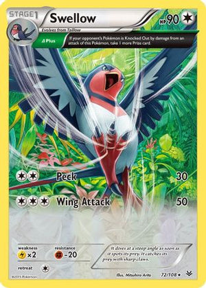 Swellow (72 Delta) (72 Delta) 072/108  - Reverse Holofoil XY  Roaring Skies - Holo Rare