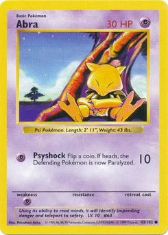 Abra 43/102  - Unlimited Base Set Shadowless - Common