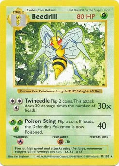 Beedrill 17/102  - Unlimited Base Set Shadowless - Rare