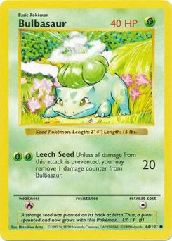 Bulbasaur 44/102  - Unlimited Base Set Shadowless - Common