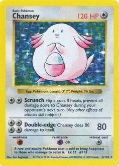 Chansey 3/102  - Unlimited Holofoil Base Set Shadowless - Holo Rare