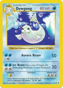 Dewgong 25/102  - Unlimited Base Set Shadowless - Uncommon