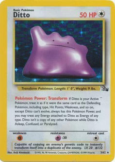 Ditto 3/62  - Unlimited Holofoil Fossil - Holo Rare