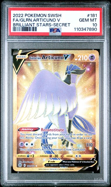 PSA 10 Galarian Articuno V 181/172 - SWSH Brilliant Stars (7890)