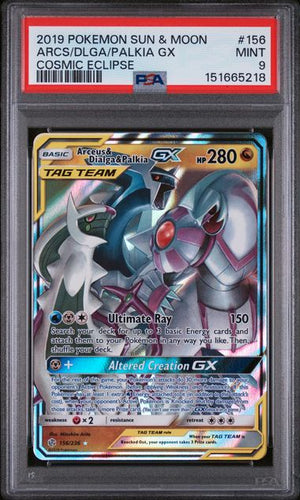 PSA 9 Arceus & Dialga & Palkia GX 156/236 - SM Cosmic Eclipse (5218)