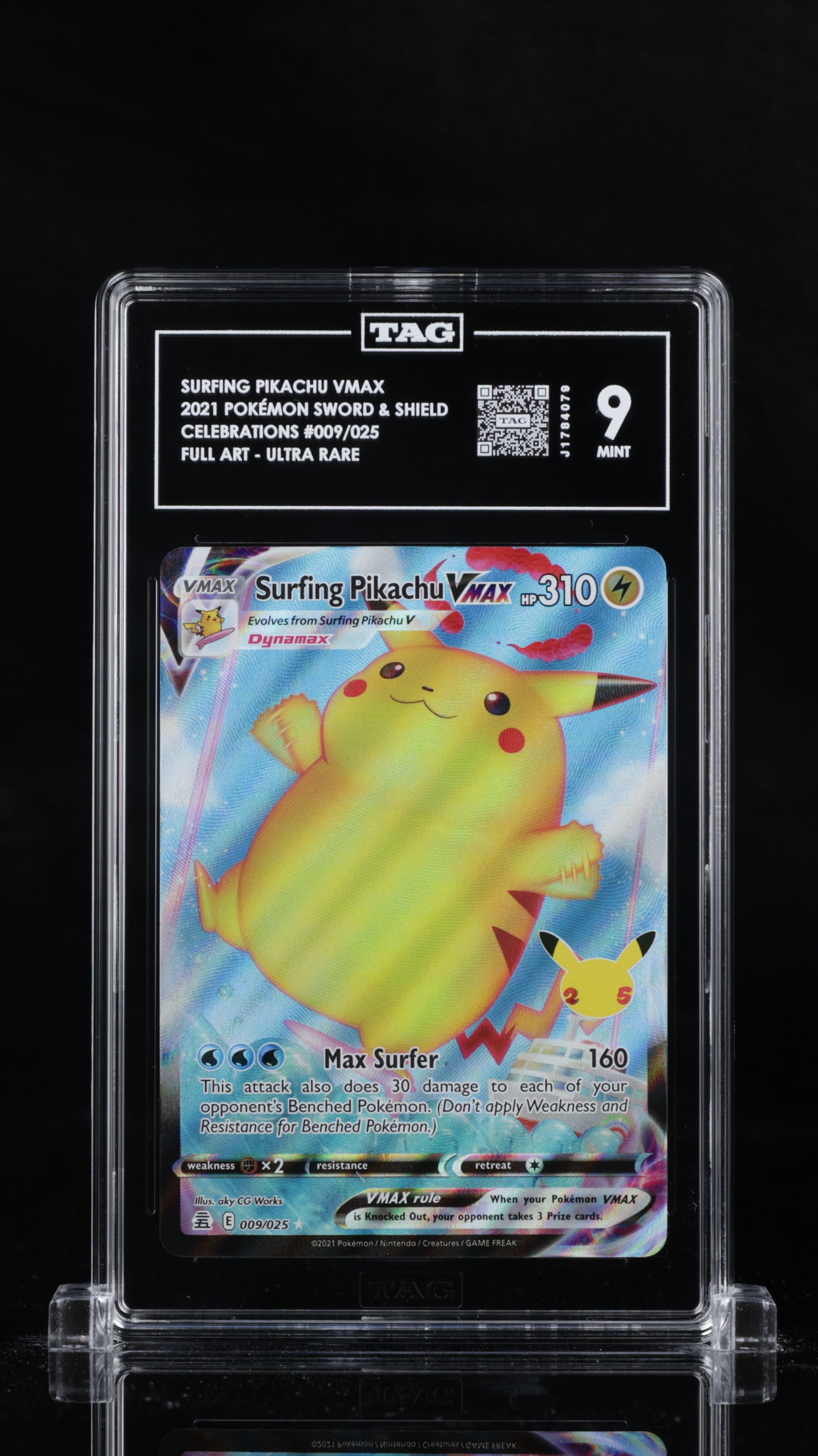 TAG 9 Surfing Pikachu VMAX 009/025 - Celebrations (4079)