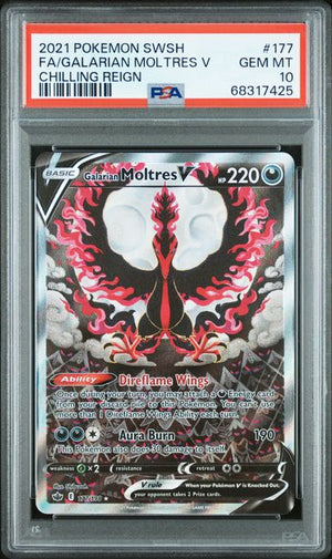 PSA 10 Galarian Moltres V 177/198 - Chilling Reign (7425)