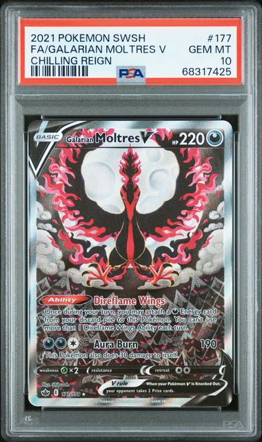PSA 10 Galarian Moltres V 177/198 - Chilling Reign (7425)