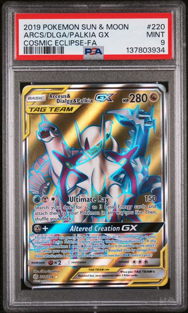 PSA 9 Arceus & Dialga & Palkia GX #220 (3934)