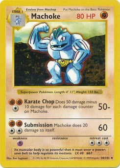 Machoke 34/102  - Unlimited Base Set Shadowless - Uncommon
