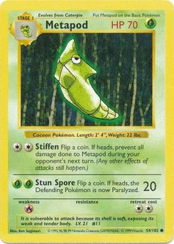 Metapod 54/102  - Unlimited Base Set Shadowless - Common