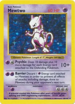 Mewtwo 10/102  - Unlimited Holofoil Base Set Shadowless - Holo Rare